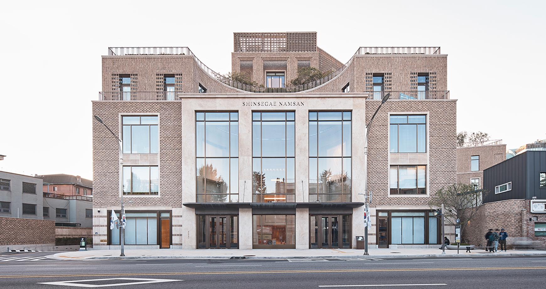 The exterior of the 'SHINSEGAE NAMSAN' building